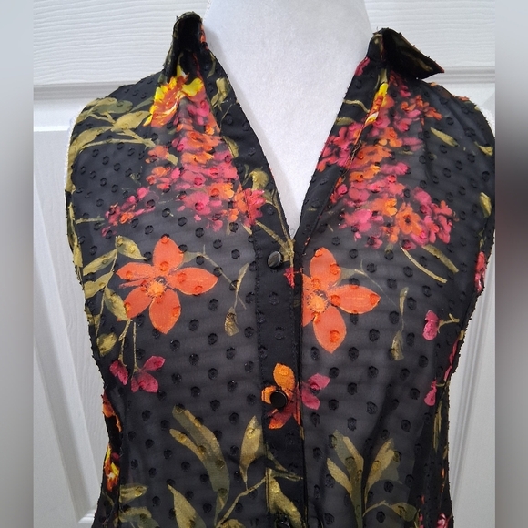 roz & Ali Semi Sheer Floral Sleeveless Tunic Size S - Picture 2 of 12